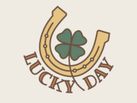 Logo: Lucky Day, a four leaf clover with a horseshoe.