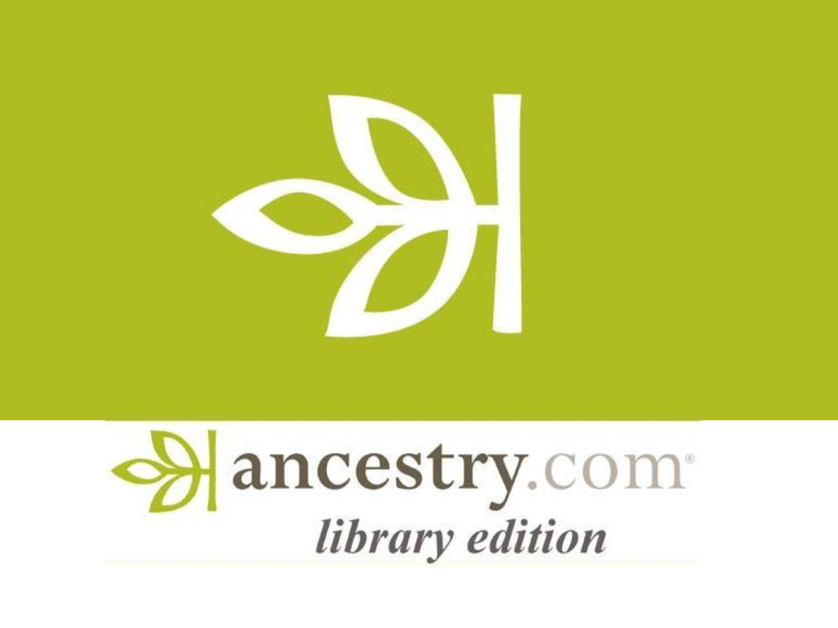 Green Ancestry leaf logo with the text "Ancestry.com library edition"