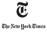 The New York Times logo, stylized gothic letter t