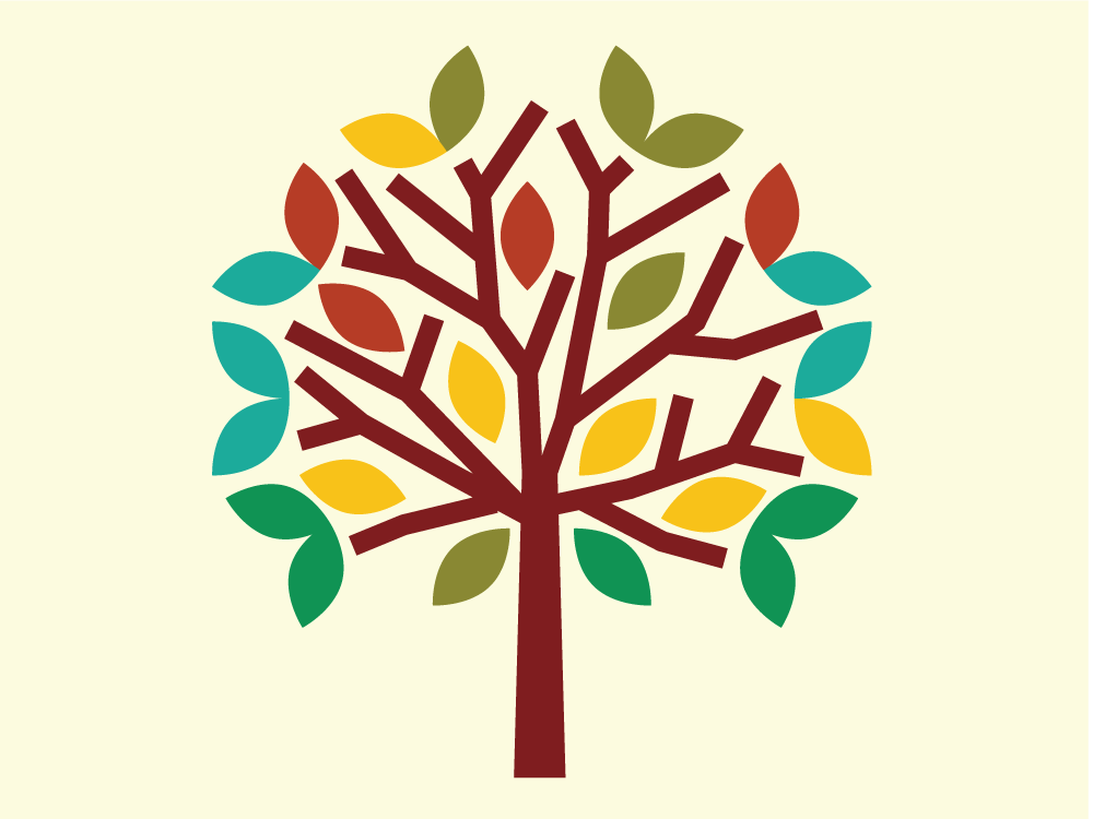 Icon of a tree with colorful leaves